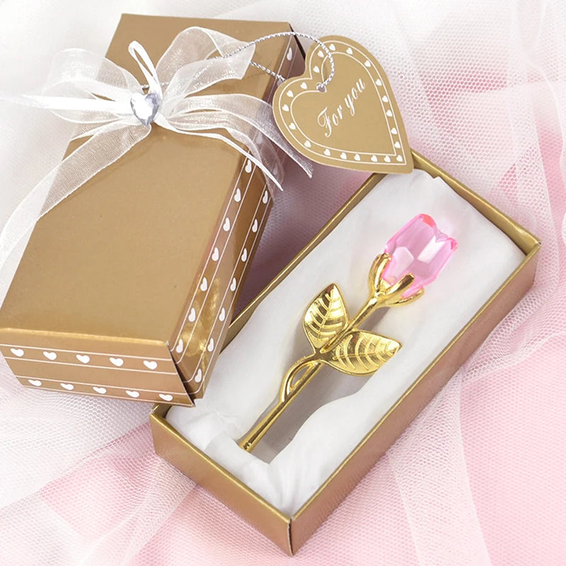 Valentinstag Geschenk Ich liebe dich Kristallbär Künstliche Rosenlehrer Muttertag Hochzeit Geburtstag Party Geschenke für Gäste