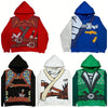 Y2K 2 piece set Anime Character Zipped Hoodie High Street Cosplay Print 5 Colors Daily Wear Trendy wide leg pants streetwear Set