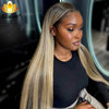 Ombre Dirty Blonde Straight Lace Frontal Wig 13x6 Human Hair Wigs Ash Blonde with Dark Roots 13x4 Lace Front Wigs for Women