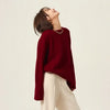 Rollkragenpullover 100% Kaschmir Pullover Damen lose verdickend Anti-Aging Nische Vintage Roter Rundhals-Pullover Damen Langarm