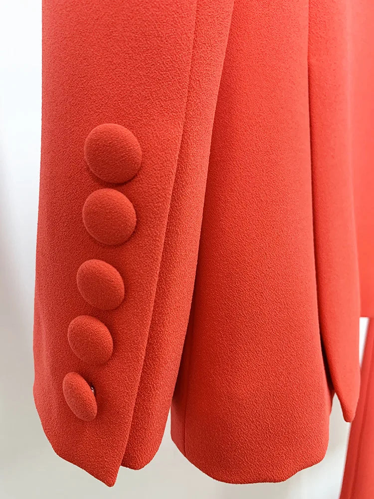 Pantsuit Suits Blazer Women Red Orange New Design Flare Pants Set Two Piece Sets Festival Office Business Female Suit Outfits
