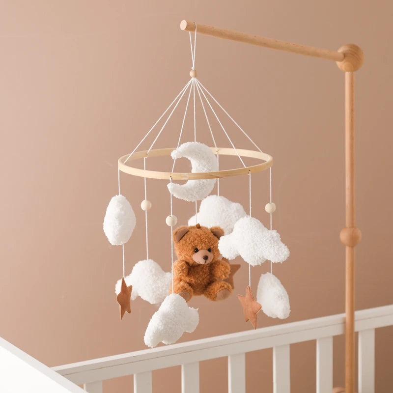 Baby-Kinderbett-Mobile-Rassel-Spielzeug 0-12 Monate Säugling Weicher Filz Teddy Samt Rosa Bär Bettglocke Hängendes Spielzeug Halterung Babybett Mädchen Spielzeug