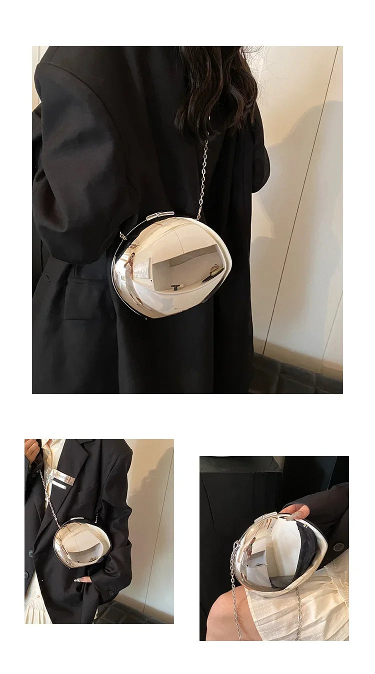 Designer-Clutch in Acryl-Muschelform Gold Silber Damen Abendtasche Süße Glänzende Metall Schulter-Umhängetaschen Kleine Geldbörse