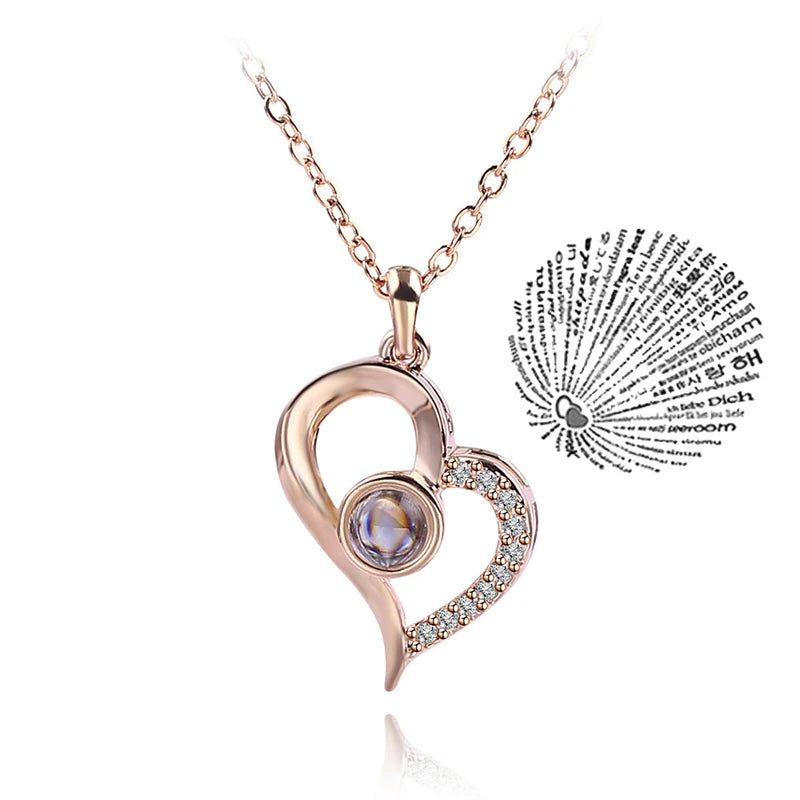 Projection Necklace 100 Languages I Love You Pendant Necklaces For Lover Girlfriend 2026 Creative Couple Romantic Jewelry Gifts