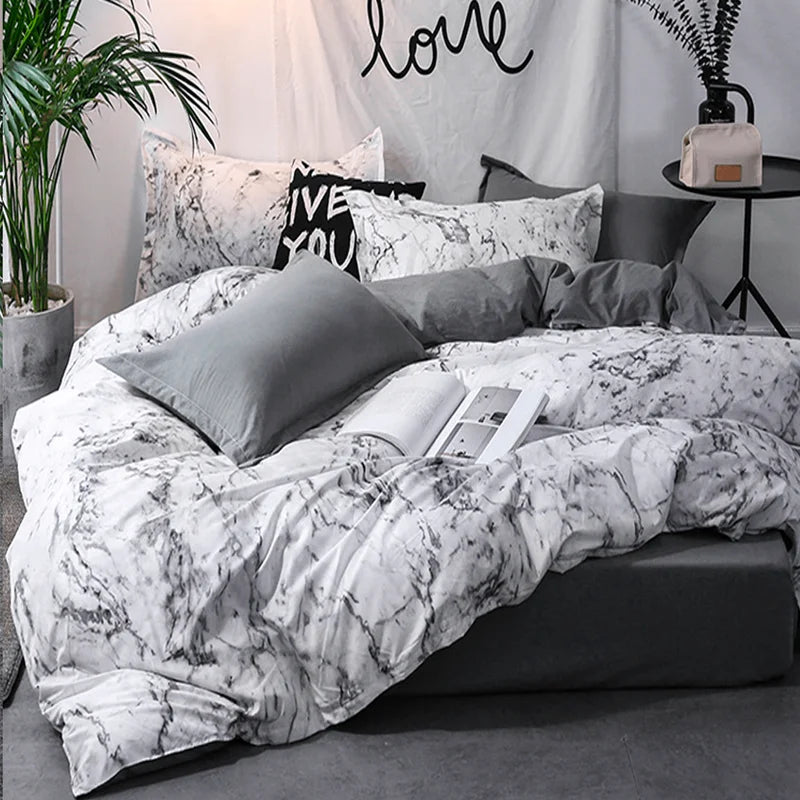 3tlg. Bettbezug-Set mit Kissenbezügen, Doppel-Bettwäsche-Set, Steppdeckenbezug Queen/King für Paar- oder Einzelbett