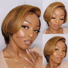 Kurze Bob Perücke Pixie Cut Perücke Glatte Echthaarperücken 13x4 Transparente Lace Front Perücke Für Frauen Highlight Glatte Pixie Cut Perücke