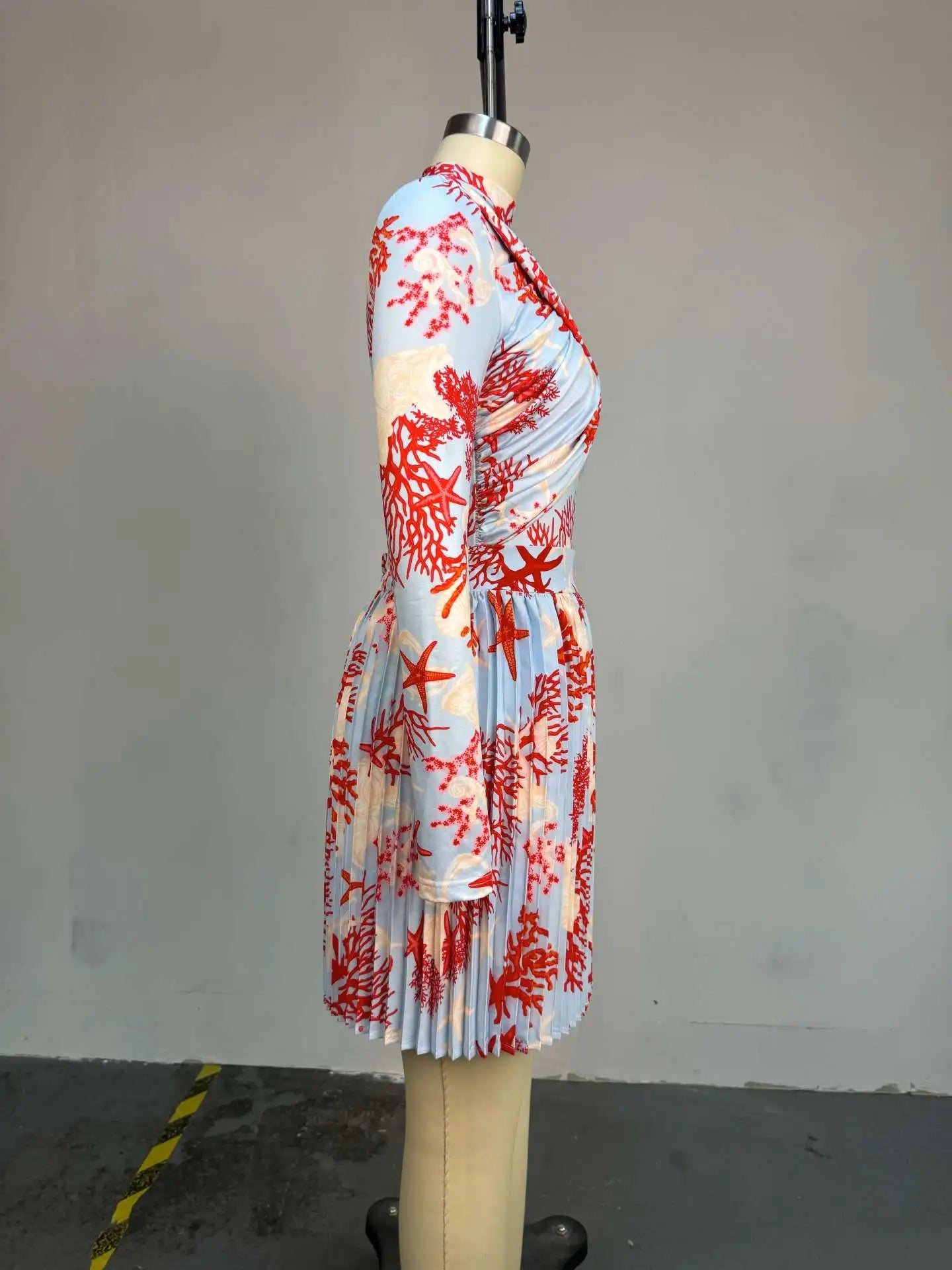 Women Two Piece Sets Shorts Skirt Set Full Sleeve Print Top Short Skirts A Line Pleated High Waist Y2k Streetwear Elegant Autumn