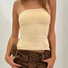 Women Tube Tops Solid Color Strapless Slit Tank Tops Summer  Bandeau Cropped Tops Streetwear 2024 New