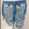 New Ripped Denim Shorts Women Bottoms Female Jeans High Waist Holes Tassel Classic Denim Shorts Close-Fitting Pants Fashion