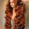 Ginger Brown Highlight Body Wave Lace Frontal Wigs Colored Human Hair Glueless Ombre Ginger Orange HD 13x4 Lace Front Lace Wig