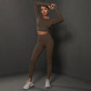 2Pcs Women Sets Energy Seamless Gym Suits Bubble Butt Sports Pants+Long Sleeve Shirts Push Up Running Sets Tracksuits Tights Set