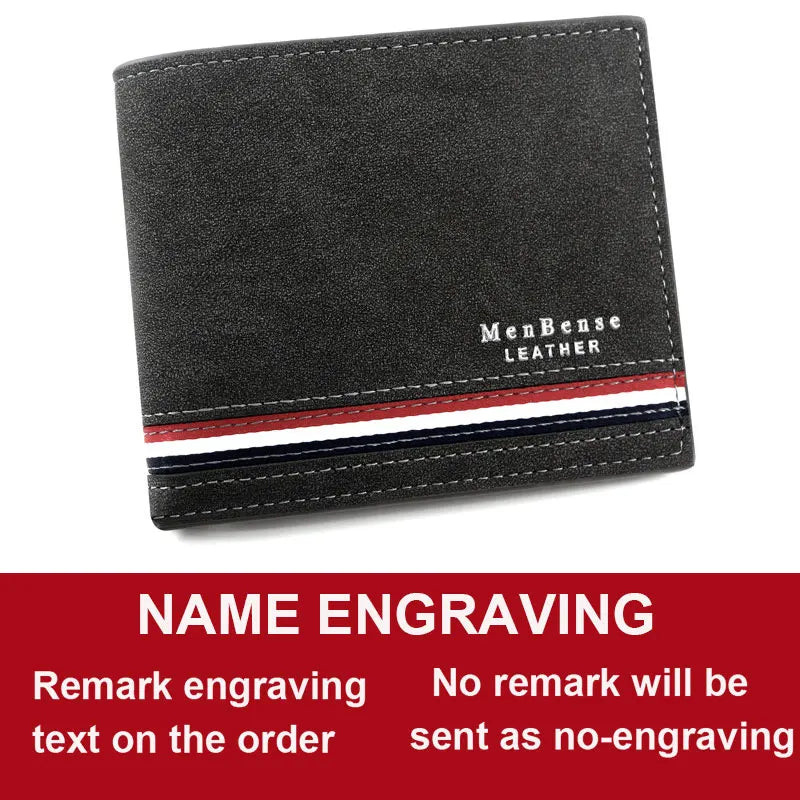 Short Men Wallets Zipper Coin Pocket Slim Card Holder Name Engraved Luxury Male Purses High Quality PU Leather Men's Wallet