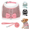 Hundegeschirr und Leine-Set mit Strass, weiches, warmes Haustiergeschirr, Weste, Hunde-Schleifengeschirr, verstellbar für Chihuahua, Hunde, Katzen