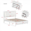 3-teiliges Schlafzimmerset Queen-Size Polsterbett mit LED-Beleuchtung, Nachttischen, 3-teiliges Schlafzimmermöbel-Set aus Holz, Weiß