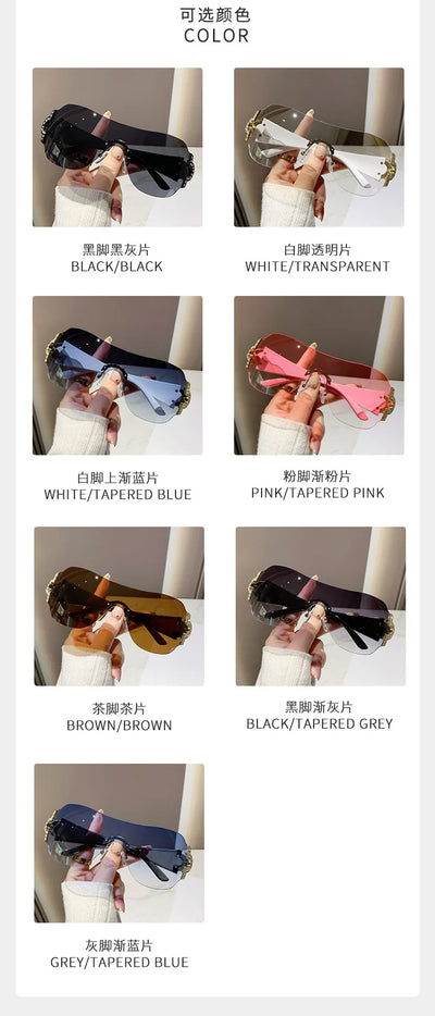 Neue Damenmode Y2k Sonnenbrille Damen Vintage Integrierte Surround Sonnenbrille Dame UV-Schutzbrille UV400 Oculos De Sol