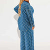 Denim 2 Piece Set Women Jeans and Jacket Winter Casual Outfits Long Sleeve Denim Plaid Coat and Pants Sets Plus Size Clothes