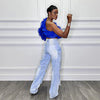 CM.YAYA Damen Rüschen Einärmel Schräger Kragen Tunika Bluse und Hemd Tops 2024 Sommer Streetwear Nachtclub Party Strand Tops