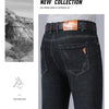 2024 New Business Men's Jeans Casual Straight Stretch Fashion Classic Blue Black Work Denim Trousers Male Brand Clothing