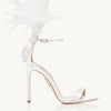 Summer new feather flower silk ribbon sexy open-toe sandals thin high-heeled banquet dress fashionable large-size women's shoes