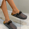 Kristallige klobige Outdoor-Slipper Schuhe Sommer Clogs Damen Hausschuhe Pantofle Luxus Slides Med Strand Designer Flip Flops