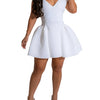 Fashion Halter A-line Deep V Off Shoulder Backless Birthday Women Red Mini Dress Sleeveless Ruched Princess Party Bodycon Robe