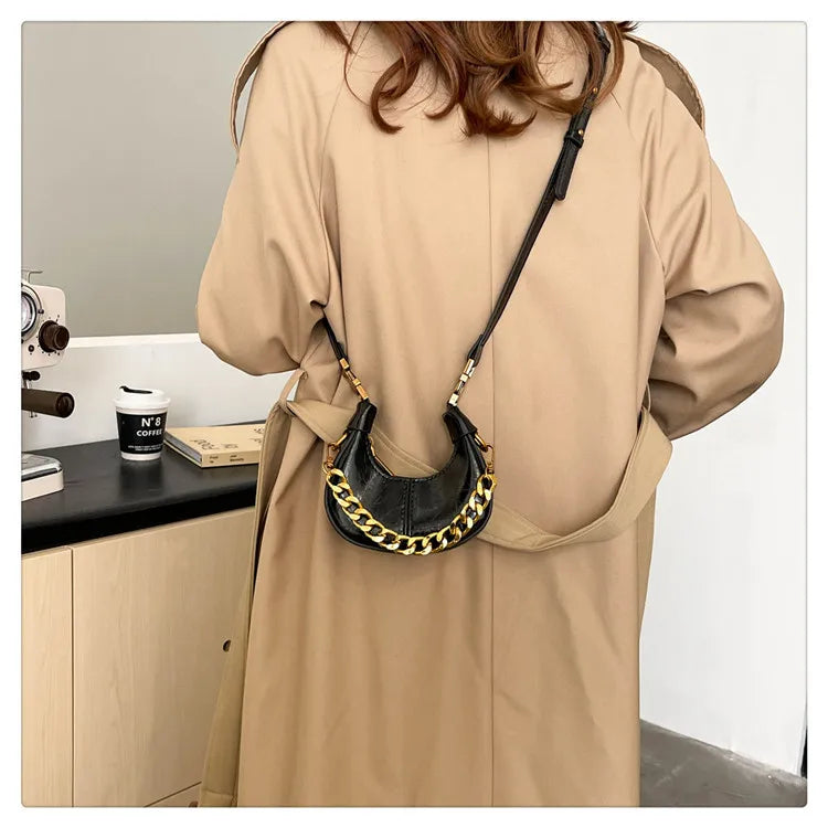 2024 Herbst Winter Mini Umhängetaschen für Damen Luxus Halbmond-Handtaschen für Damen Handtaschen mit Griff Weibliche kleine Tasche