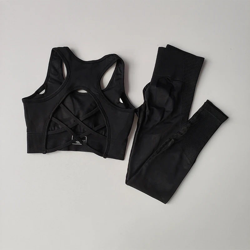 2er-Set Sport-BH für Damen, professionelles Fitness-Tanktop, stoßfester Lauf-Leggings-Yoga-Anzug, schöner Rücken-BH-Bekleidung