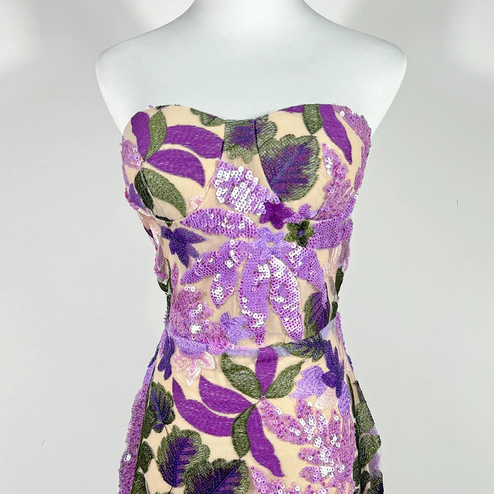 2025 Sommer Neuer BH Heavy Industry Pailletten Split Langes Kleid Damen Elegantes Promi Club Party Abendkleid Großhandel