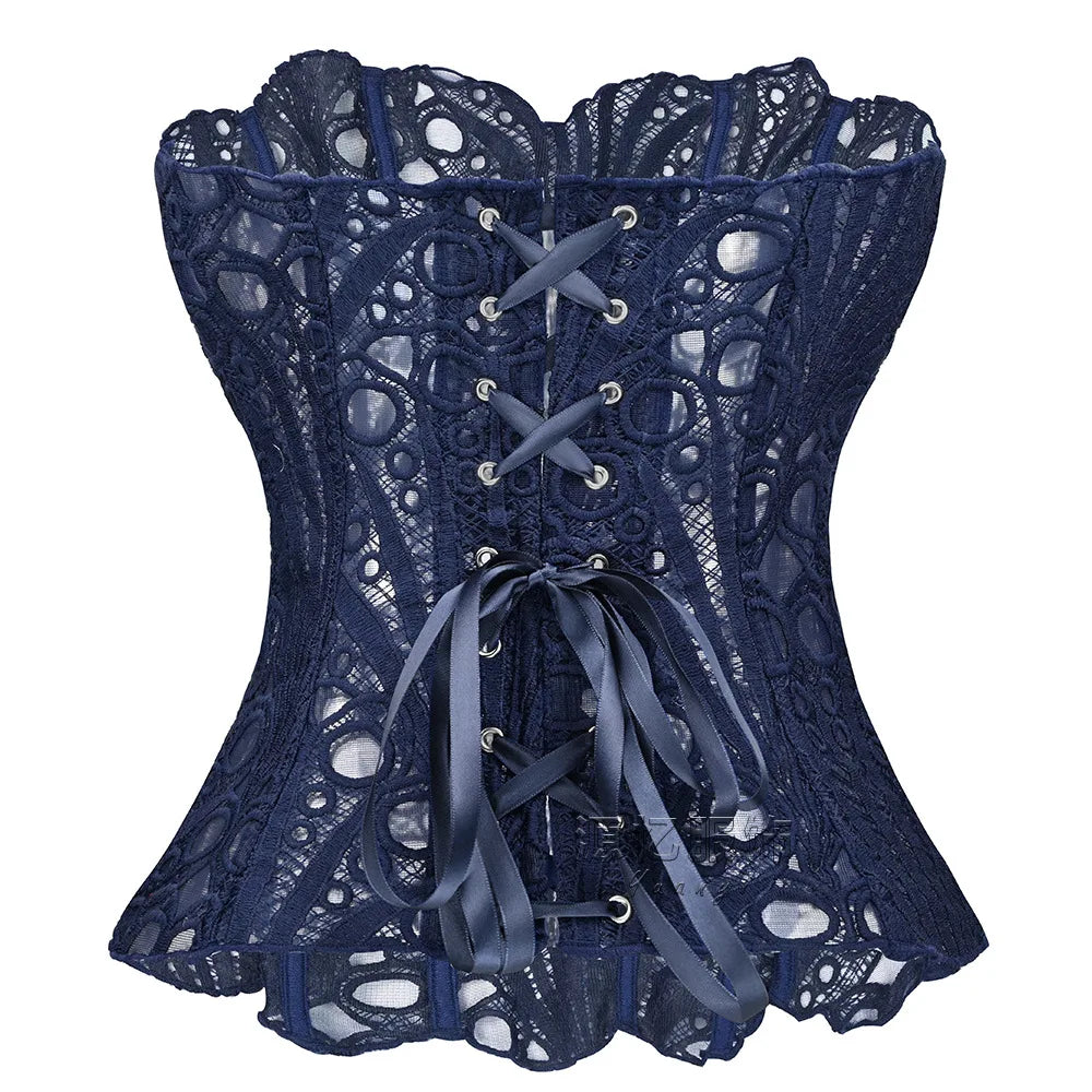 Hollow Out Corset Tops Irregular Hem Fishbone Underbust Top Slim Bandage Shapewear Bustier Korset Costumes Evening Party Corset