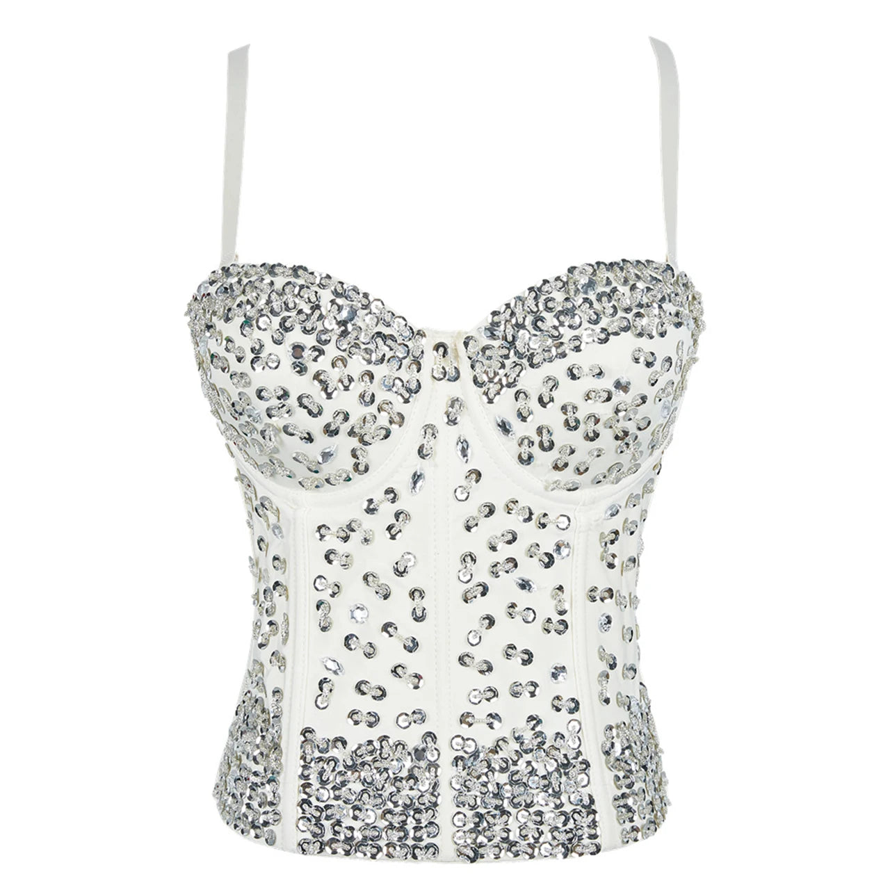 SXTHAENOO Damen Sexy Fashion Crop Top Diamant Blume Trägerloses Bustier Top BH Nachtclub Party Tank Top Weiblich Ropa De Mujer