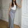 Wolfeel Freizeit Satin Damenrock Frühling Sommer Mode Locker Hoher Bund Maxi Röcke Elegant Einfacher Satin-Fischschwanzrock