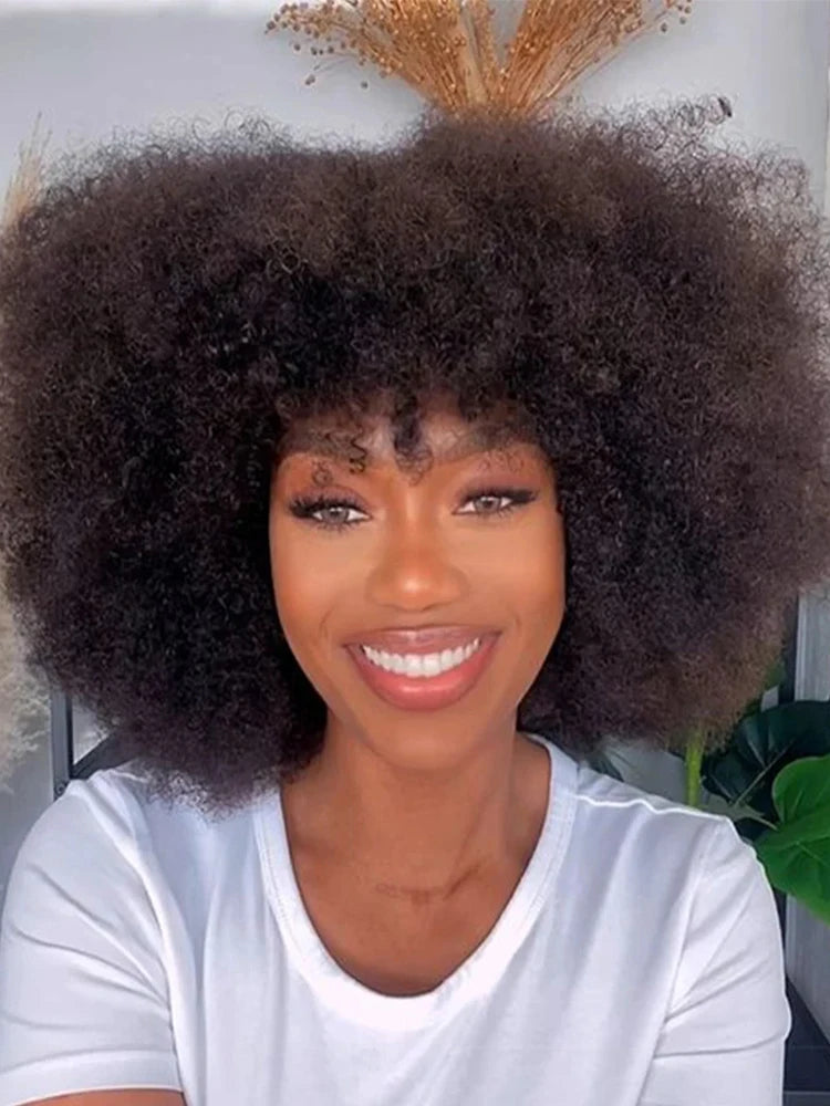 Brasilianische Afro Kinky Curly Bob Perücken P4/30# 200% Dichte Remy Echthaarperücken Braunfarbe P2/33# F1B/99J Perücken mit Pony für Schwarz