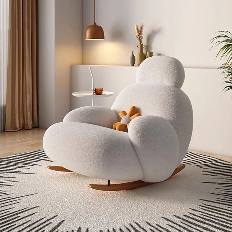 Fluffy White Wohnzimmerstuhl Modern Niedlich Boden Ergonomischer Wohnzimmerstuhl Lounge Relaxsessel Möbel Salon Home Möbel