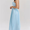 Mozision schulterfreies, rückenfreies, plissiertes Maxikleid für Damen, modisch, trägerlos, ärmellos, hohe Taille, eng anliegend, sexy, langes Kleid