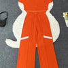 Elegant Women's Casual Short Sleeve T-shirt Sports Suit Summer Fashion Solid V Neck Short Top & Straight Pants Two Piece Sets