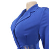 FANAN Elegant Women Double Breasted Tassel Hem and Long Sleeve Notched Collar Lace Waist Patchwork Blazer Dress Vestidos 2022