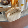 Yogodlns Summer Small Straw Handbag Trendy Shoulder Bag Woven Bucket Crossbody Bag Casual Seaside Beach Bag Gilrs Handle Tote