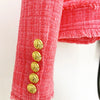 Modphy Winter Sweet Luxury Tweed Rose Pink Jackets Women Diamond Tassels Woollen Coats Elegant Straight Outerwear Tops Female