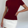 Tossy Summer Female Contrast Mini Dress Casual High Waist Short Sleeve Sexy Skinny Patchwork Bodycon Dress Women's Mini Dress