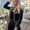 Fashion 2024 Designer Women's Gold Chains Sequined Jacket Coat Outfit Spring