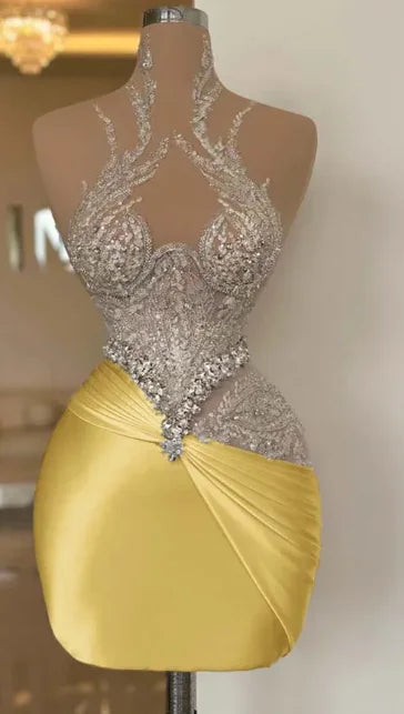 Glimmer Glamorous Graduation Dresses Appliques Rhinestones Halter Mermaid Cocktail Dress Vestidos de Graduacion Customized