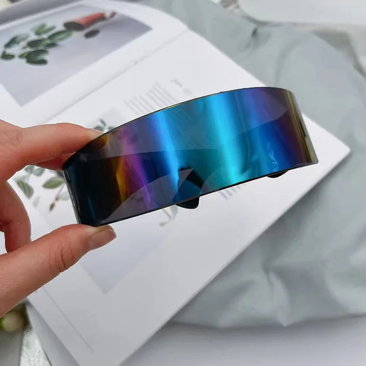 Futuristic Narrow Visor women Sunglasses Laser Eyeglasses Personality Mirrored Lens Eyewear Glasses integrated Men sun glasses