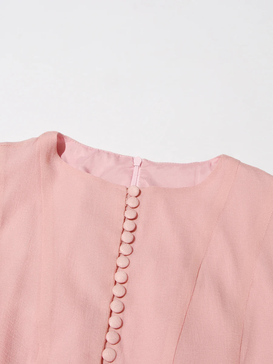 TWOTWINSTYLE Damenkleid Unregelmäßig Gefaltet Patchwork Mode Lang Laternenärmel Tailliertes Minikleid 2024 Neue Kleidung