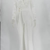 Weißer Overall Damen, elegant, Spitze, lang, Einteiler, hohe Taille, Federn, Y2k, sexy, Hochzeitsfeier, Abend, Jumpsuit