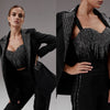 Customize Black Sequins Women Pants Suits Slim Fit Girls Blazer Set 3 Pieces Custom Made Jacket For Lady Party Prom Wedding Wear