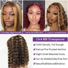 13x4 HD Lace Human Hair Short Human Hair Wigs Curly Color 4/27 Highlight Ombre Human Hair Deep Wave Bob Wigs Curly For Women