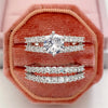 Huitan Sparkling 2Pcs Set Cubic Zirconia Rings for Women Wedding Engagement Fashion Jewelry Luxury Trendy Female Rings Wholesale