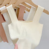 2026 Summer Women Sexy Sleeveless Tops Fashion Short Square Collar Tank Tops 6 Colors Knitted