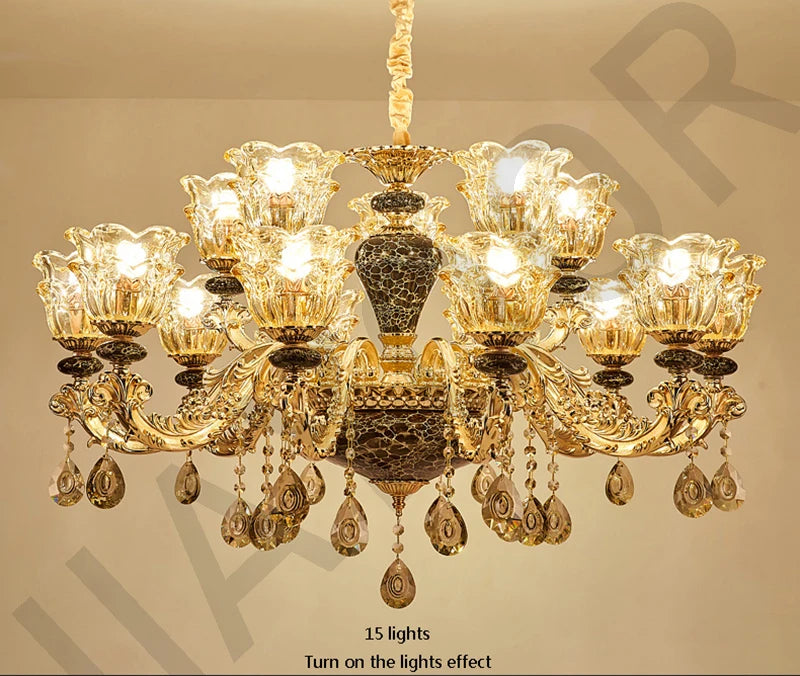 Kronleuchter Wohnzimmer Groß Luxus Kristall Lampe Esszimmer Schlafzimmer Dekoration Französischer Retro Kronleuchter Beleuchtung
