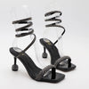 Luxus-Fashion-Sandalen 2024 Sommer Neue Strass Fee offene Zehen Ring-Fuß-Riemen Römersandalen mit hohem Absatz Damenschuhe Bankett